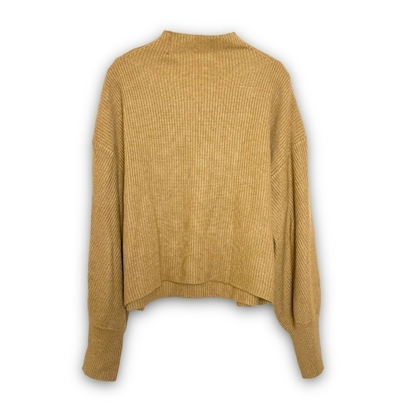 ALC Wool Cashmere Ribbed Knit Oversized Balloon Sleeve Boxy Mockneck Sweater XL - Picture 8 of 16